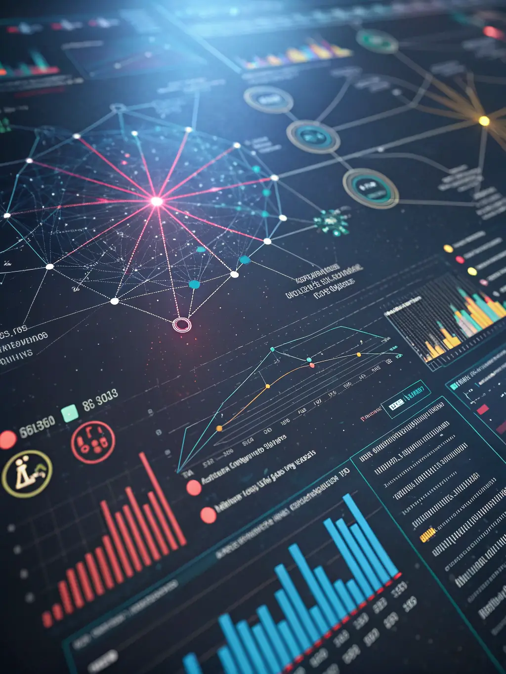 An image depicting AI algorithms visualized as interconnected nodes and data streams, representing the power of AI integration.